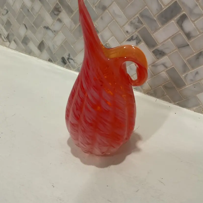 06 Lefton Reddish-Orange Swirl Pitcher