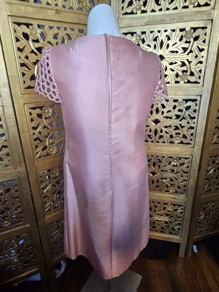 Rare 1960s Volup Pink Raw Silk Sheath Dress By The Penthouse Shop