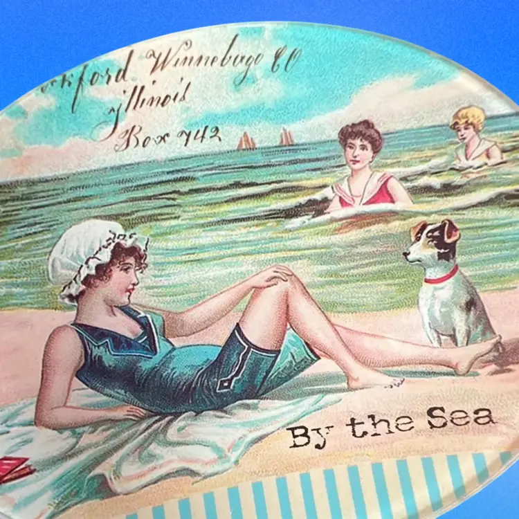 Glass Trinket Dish Vintage Beach Style 5.75”