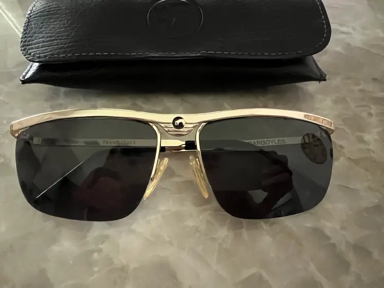 Vintage 90's Gargoyles Sportivo Unisex Sunglasses Gold Tone Handmade Italy #A