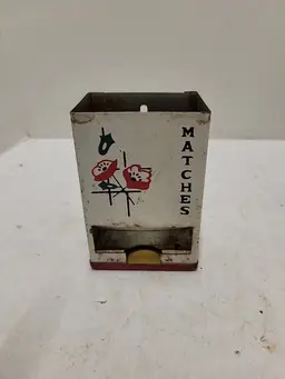 Vintage Wall Hanging Tin Match Stick Matches Holder