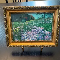 Small Landscape With Ornate Frame And Brass Easel