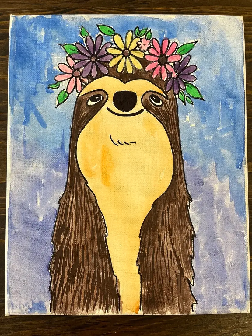 8 X 10 Sloth Watercolor On Canvas