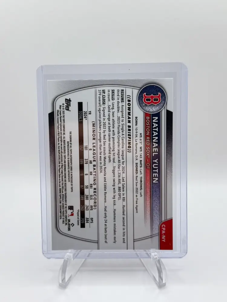 2025 Bowman Chrome - Natanael Yuten Speckle Auto /299Red Sox