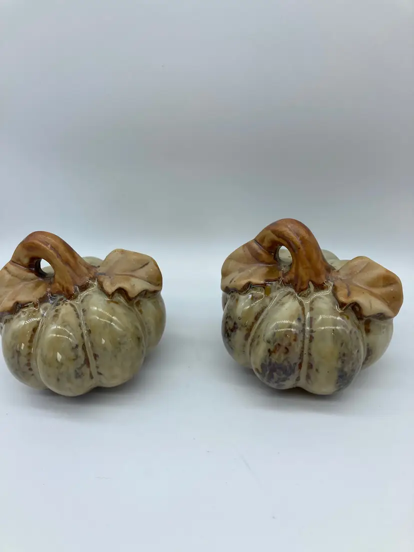 Сeramic Pumpkins ~ Pottery Small Pumpkin Harvest Fall Thanksgiving Autumn Table Setting Décor Set of 2