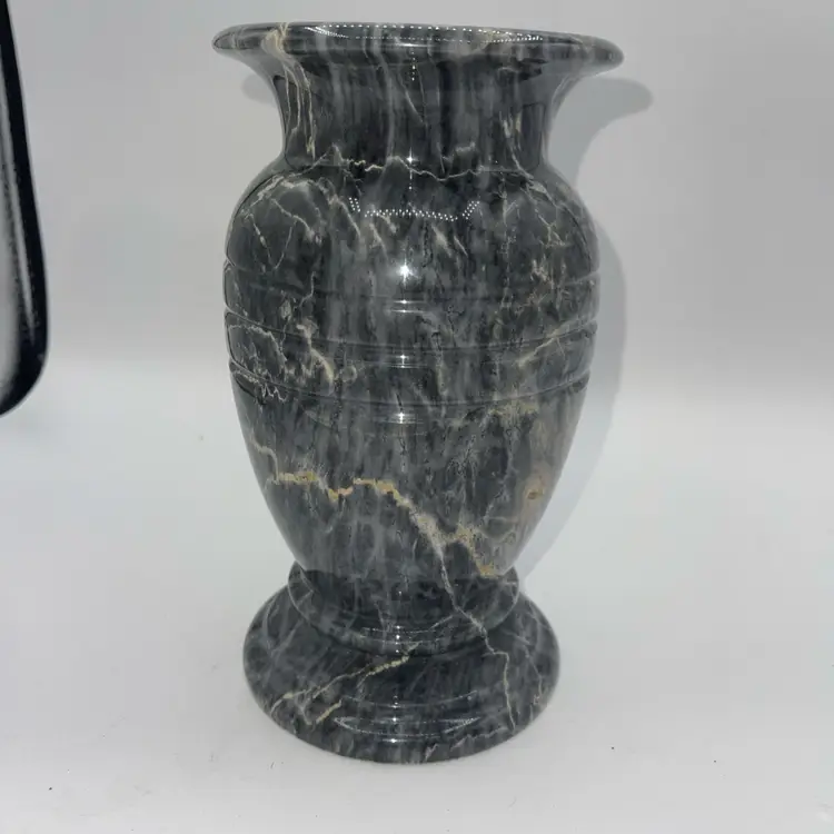 Marble Vase Natural Stone Gray Swirl Heavy 8’’ tall Vase