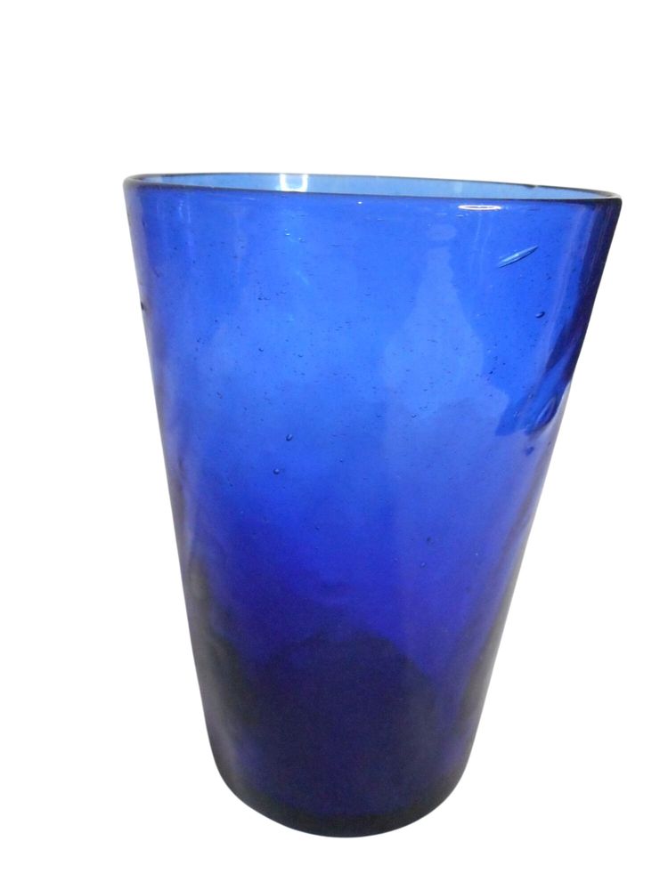 Vintage Handblown Rib Optic Cobalt Blue Glass or Vase Estate Find