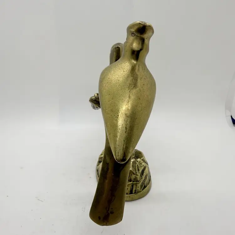 Vintage Brass Metal Cardinals Love Birds on a Branch Figurine MCM Decor