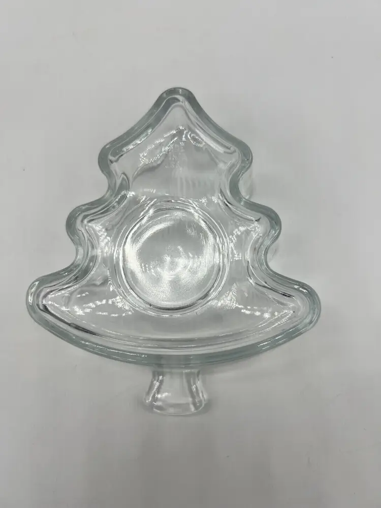 Clear Glass Christmas Tree Shaped Votive Candle Holder