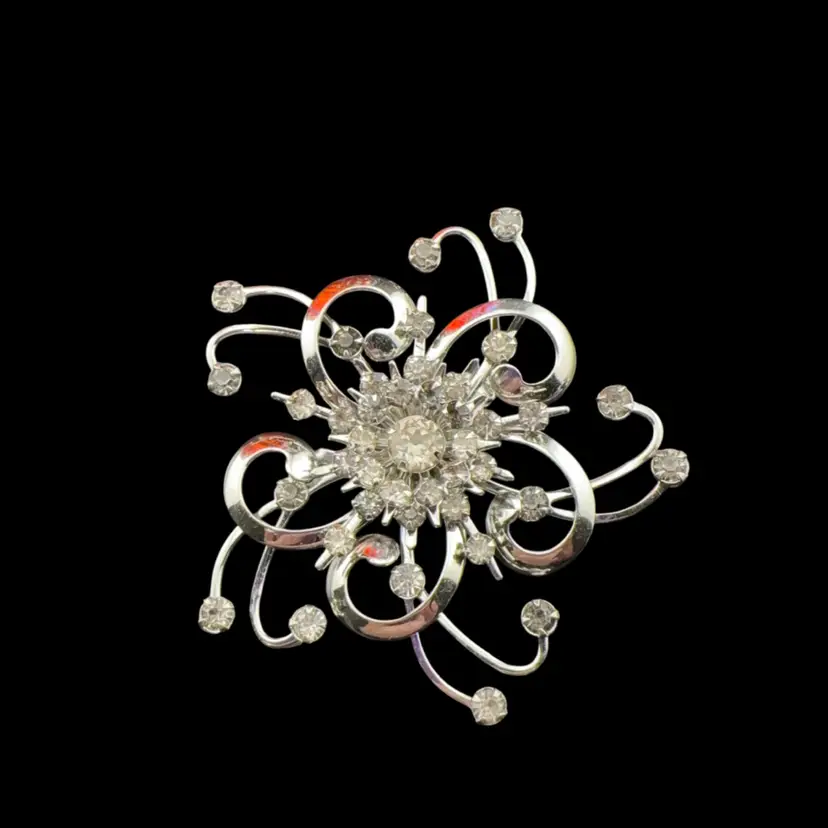 Beautiful Stardust Rhinestone Brooch 2.5 x 2.5”