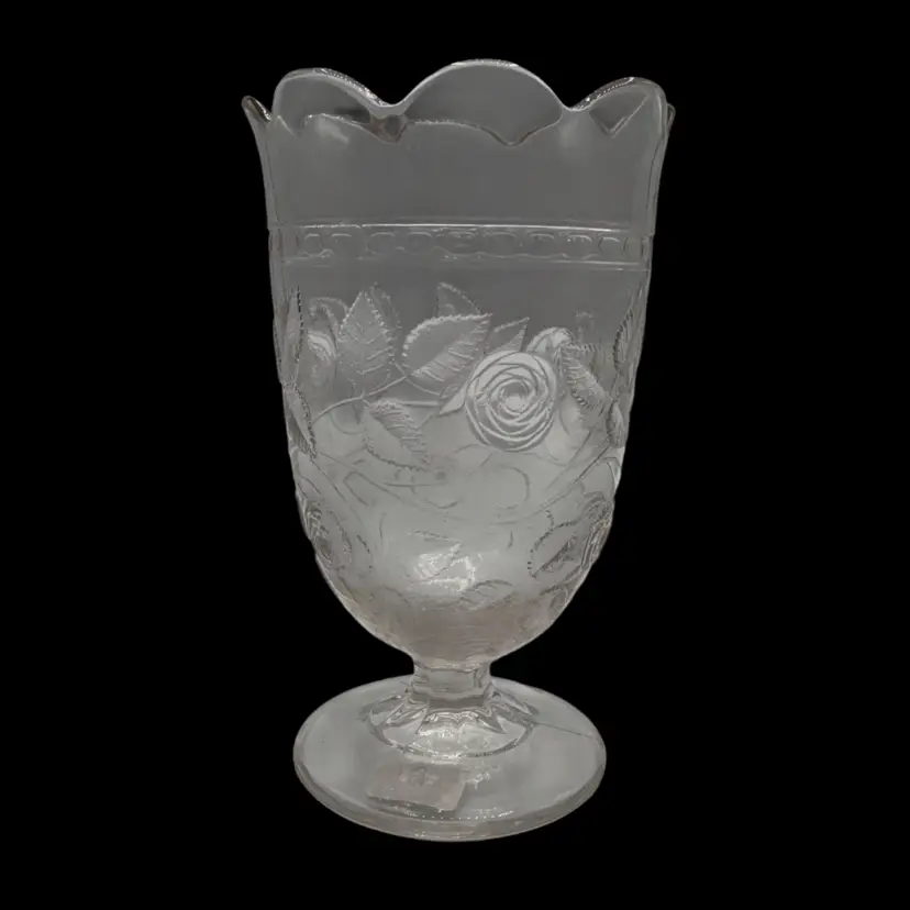 Antique Central Glass Works 1870’s EAPG Clear Cabbage Rose Spooner AS IS