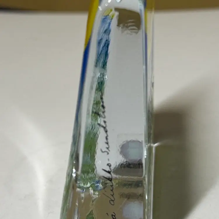 IITTALA Heljä Liukko-Sundström Warmth of the Sun Glass Card Paperweight Finland