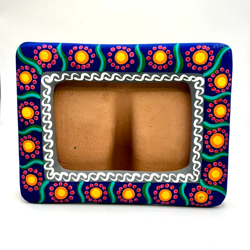 Floral Red Clay Telavera Picture Frame 5.5”x7”