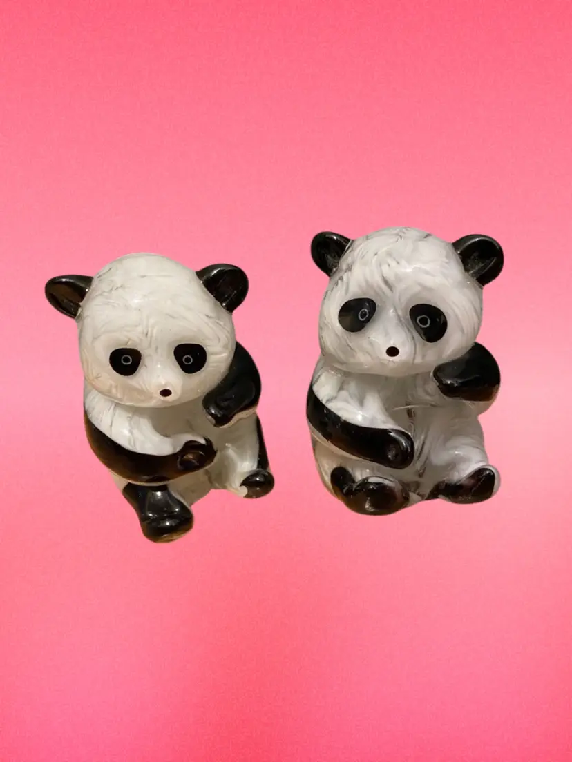 Pair Of Two Small Panda Paperweights - Approximately 3” x 2”