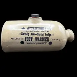 #267A Vintage Philpott's Glazed Stoneware Foot Warmer. Moira Pottery England Original Stopper - Has A Crack