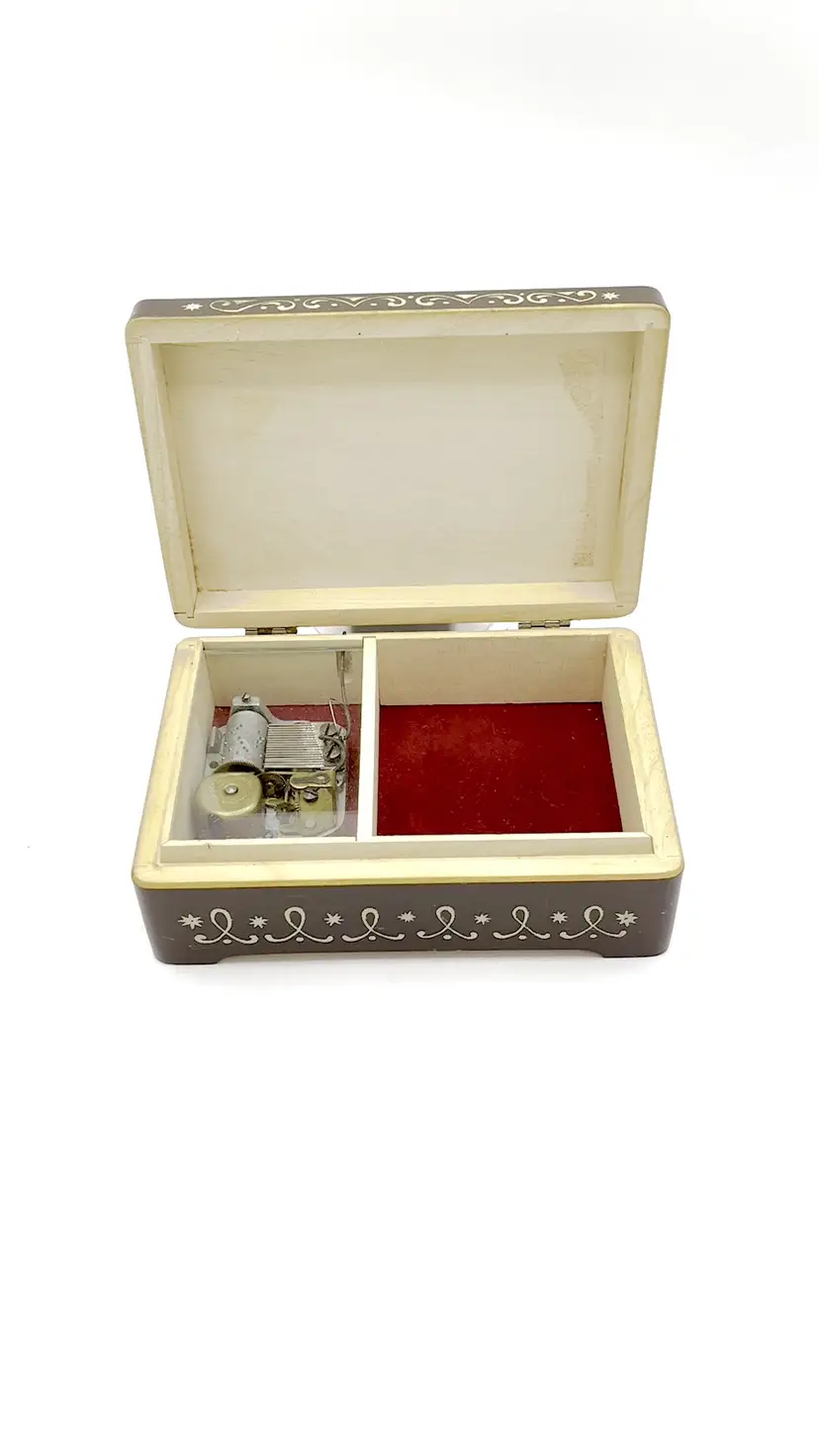 Vintage Wood Reuge Music Box Dutch Kids Art by Juan Ferrandiz Decoupage Style