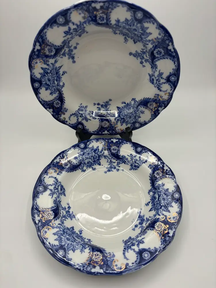 Antique New Wharf Pottery England LOIS Pattern Soup Bowl Set Of 2