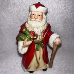 Vintage Homco Father Christmas Old World Santa w/Train Ceramic Figurine #5610
