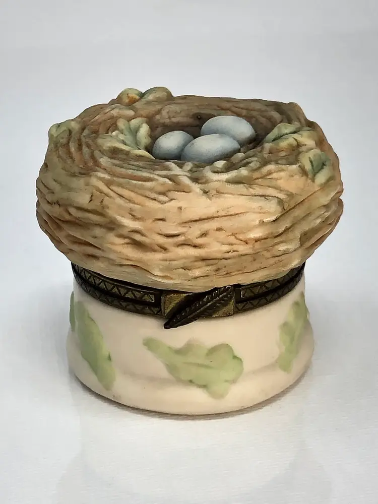 Marjolean Bastin Mother Bird's Nest Trinket Box with Eggs