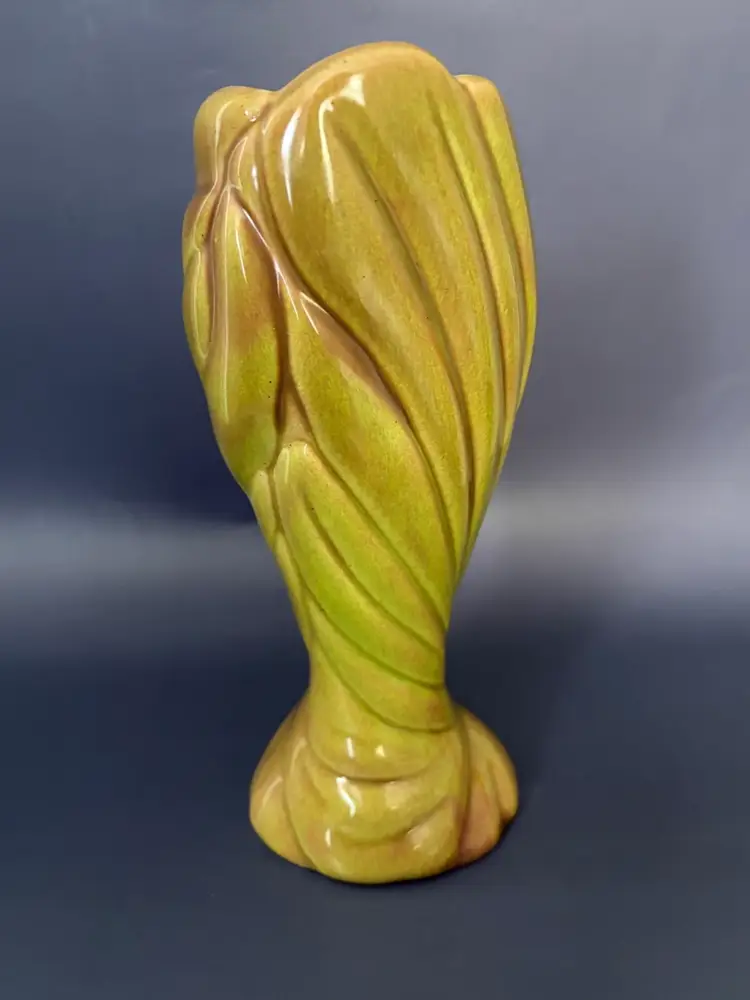 Vintage West Coast Pottery Vase Beautiful Green and Pink Glaze  9" Tall #431