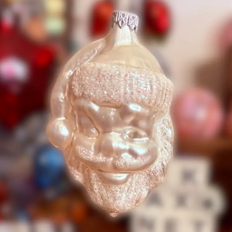 All White Hand Blown Santa Made In West Germany