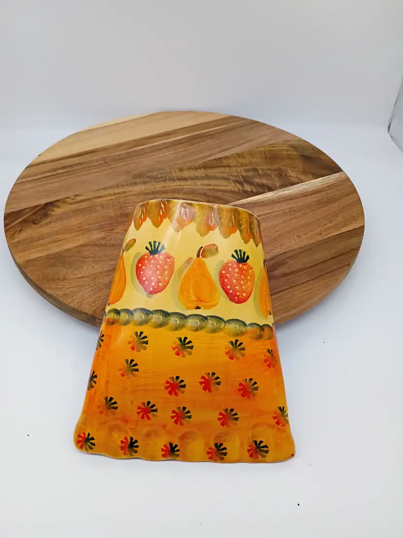 Italica ARS Wall Pocket Pear & Strawberry  Art Pottery Italy Hand Painted.