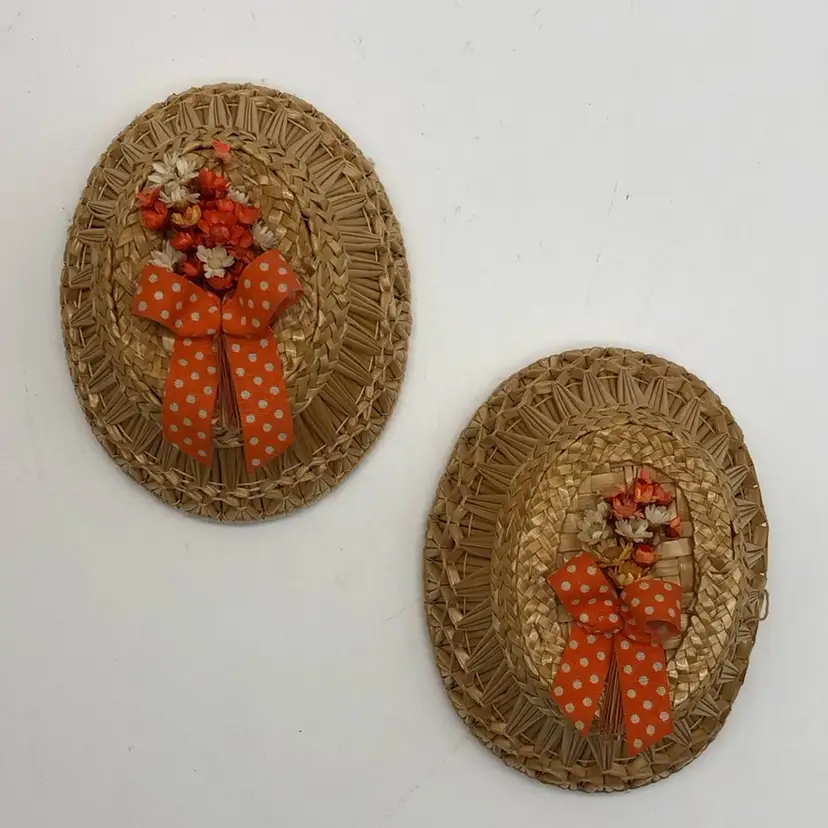 Kitschy Straw Wall Decor PAIR