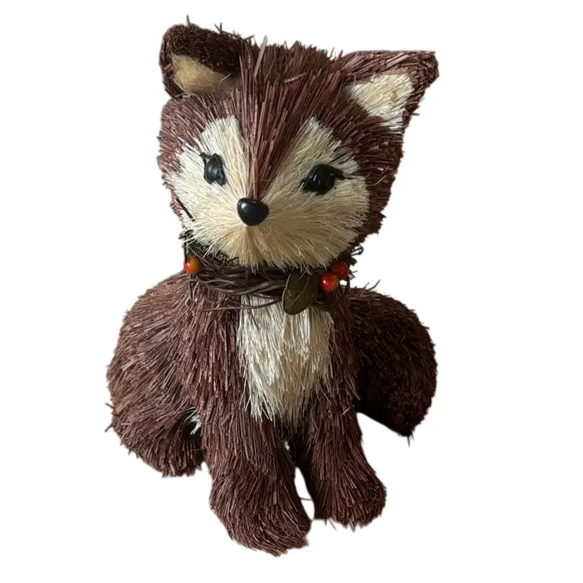 Straw Fox With Berries Around His Neck