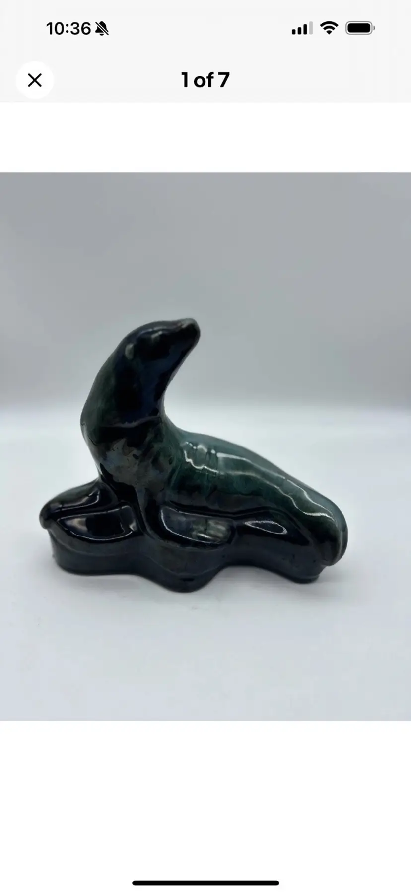 Blue Mountain Pottery BMP Seal or Sea Lion on rocks Canada 8.5" W