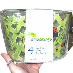 Sun Casuals 4 16oz Insulated Tumblers Picnic Bugs Theme New!