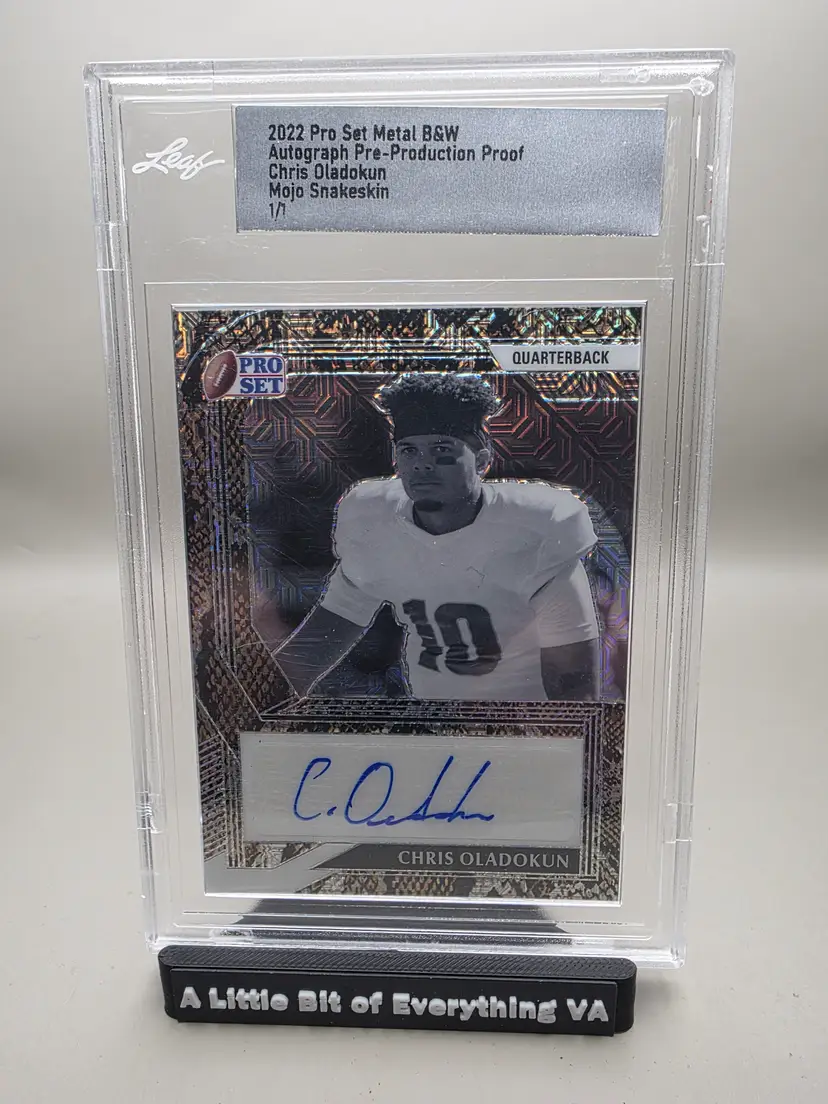 Chris Oladokun 1/1 Pro Set Metal B&W Autograph Pre-Production #/1