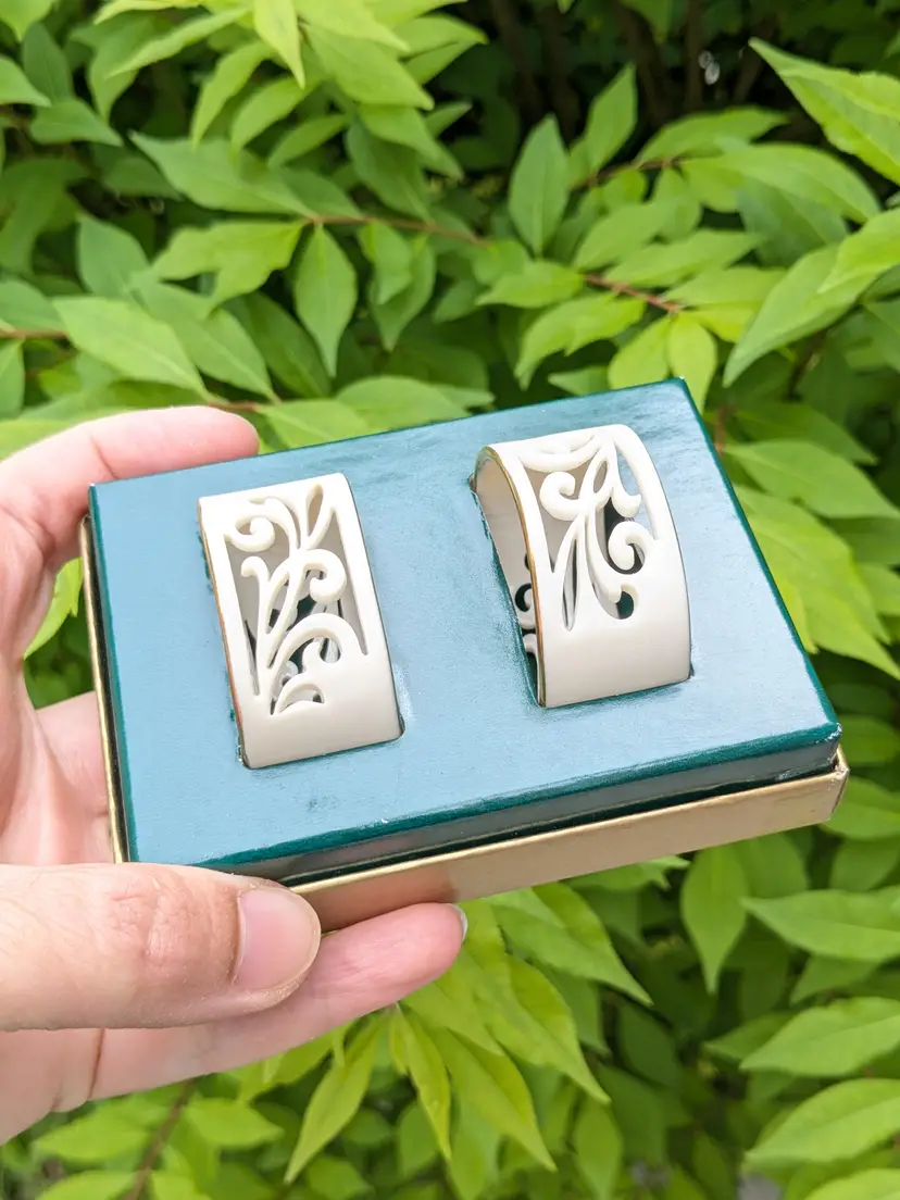 Lenox Dupont Napkin Rings set of 2 Ivory White Gold Trim