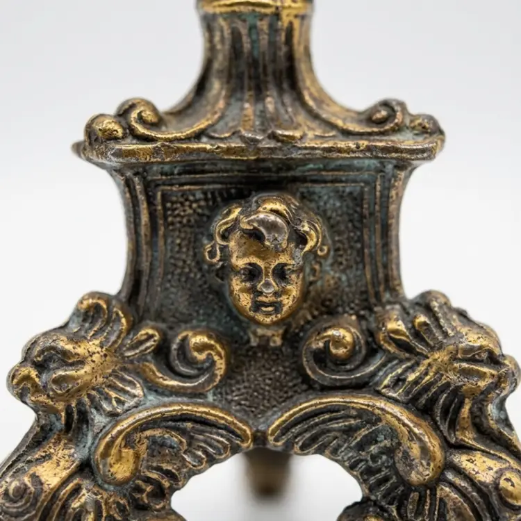 Vintage Ornate Petite Three Arm Brass Candelabra Hollywood Regency