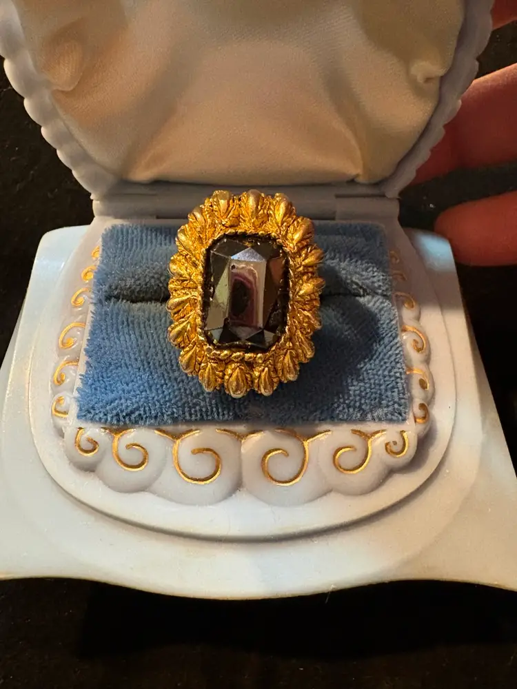 Vintage Gold Plates Poison Ring Size 8 Some wear on Stone