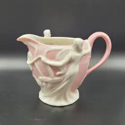 HTF Pink & White Art Nouveau Ladies & Vines Creamer