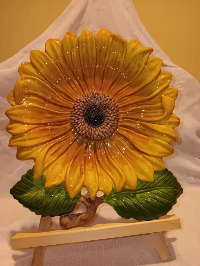Bountiful Blossom Sunflower Canape Plate by Fizt & Floyd