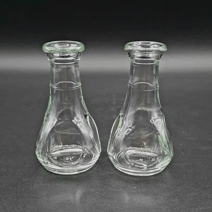 Vintage Libbey Clear Glass Pinched Thumbprint Mini Bud Vases Set of 2