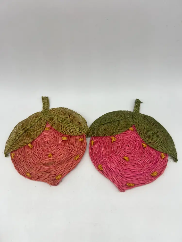 Vintage Woven Fruit Coasters Set Of 7