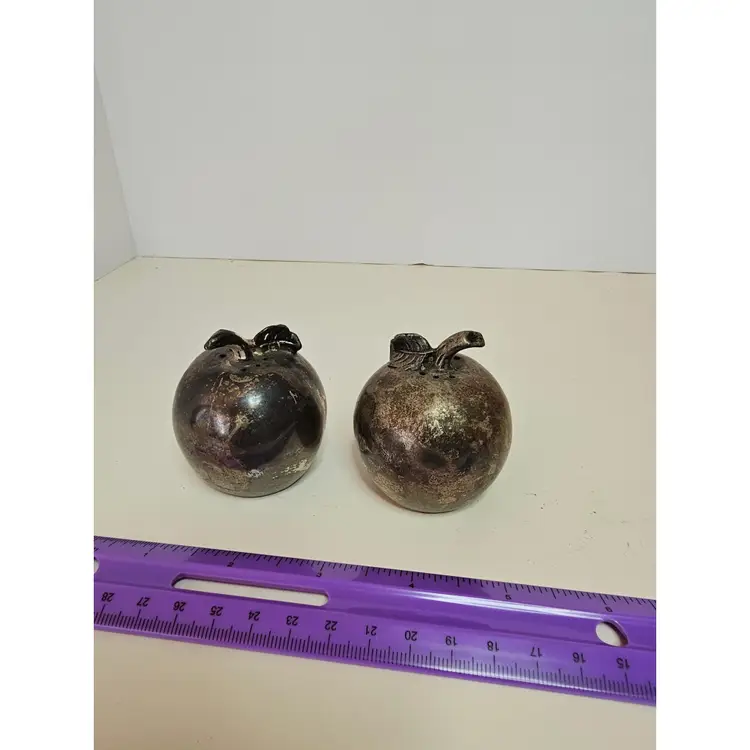 Vintage WB Mfg Co. Silver Plate Apple Salt & Pepper Shakers