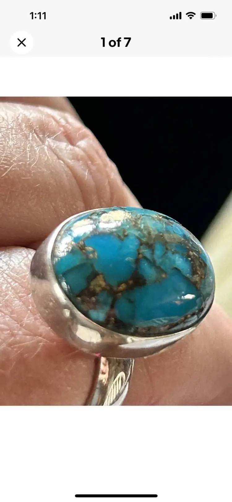 Turquoise & Copper Blue Size 8 925 Ring