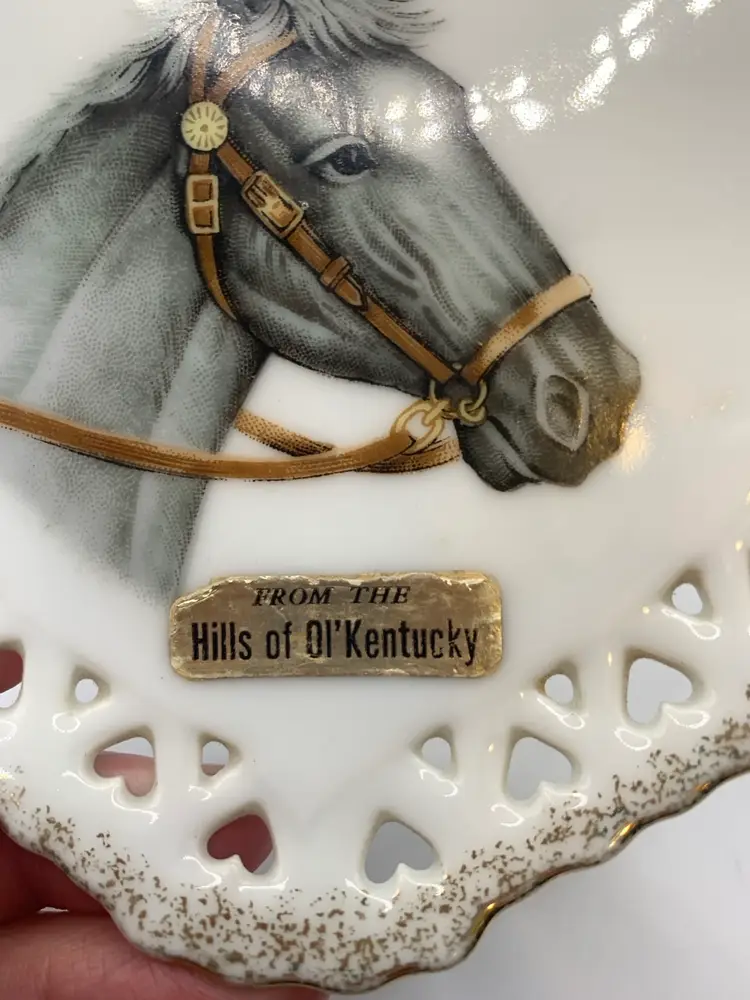 Porcelain Heart Shaped Kentucky Horse Trinket Dish