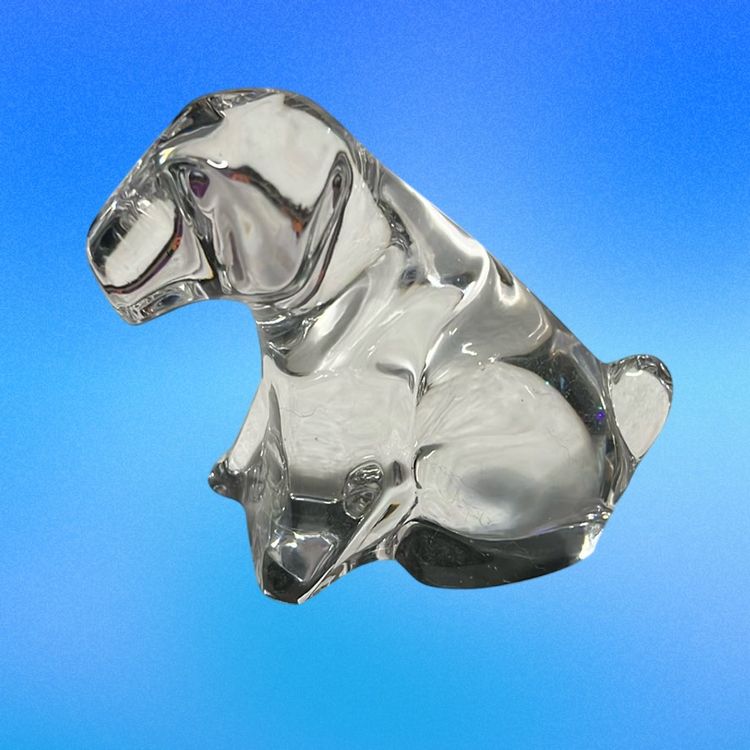 20. 1988 Vintage GOEBEL Crystal Clear Glass Sculpture Figurine Dog Terrier 3 3/8"