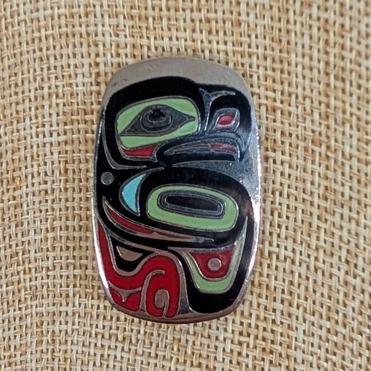 Greg Horner Enamel Eagle Bird Alaska Native Indigenous Art Brooch Pin