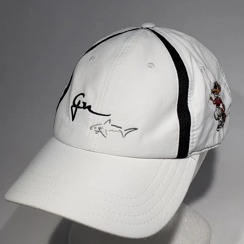 Greg Norman Embroidered GN Logo Shark Fox Golfer Adjustable Strapback Hat