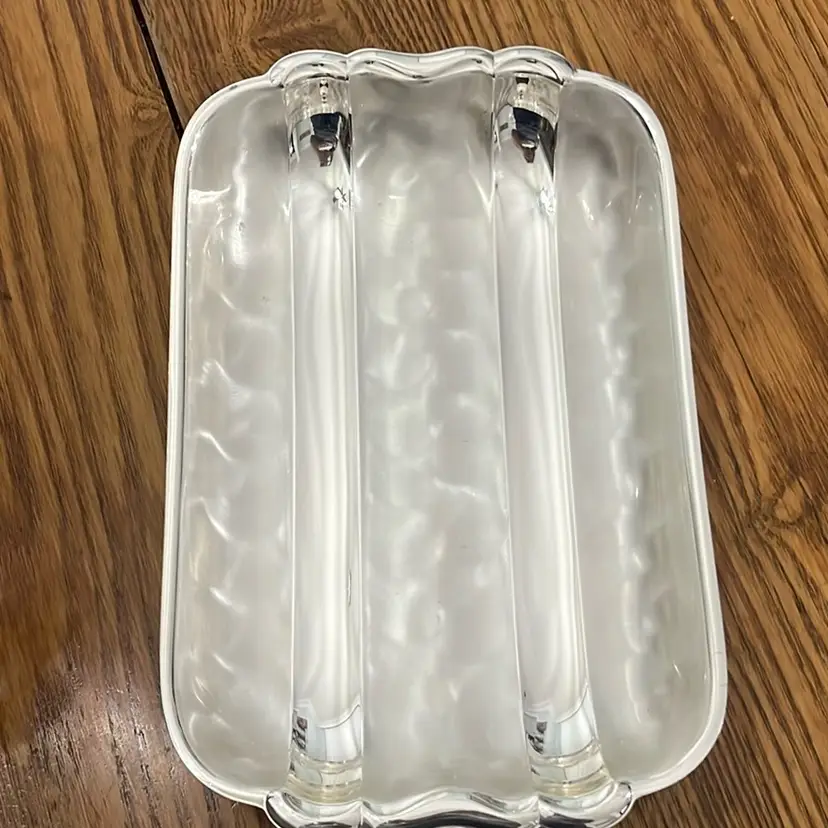 #01 A vintage WMF Ikora silver-plated serving tray with a brushed finish. Footed 12 x 8”