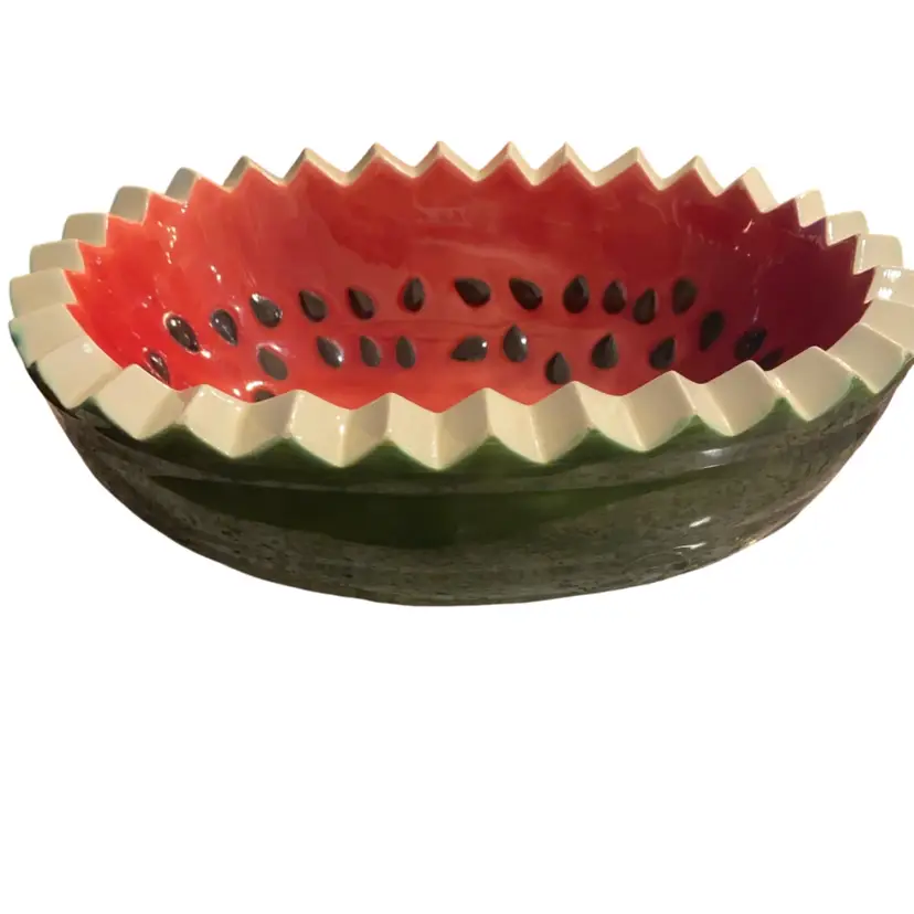 Handmade Watermelon Bowl Vintage 11.5” X 8”
