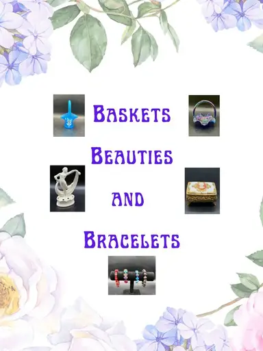 Vintage Glass Baskets, Lady Heads And Figurines, And Bracelets!