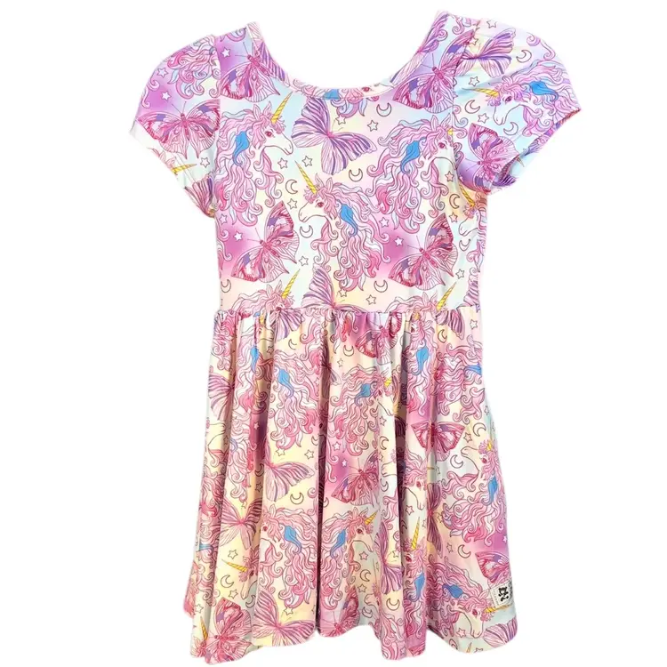 Charlie’s Project Twirl Dress Unicorns Butterflies Pink Pockets Size 2T New
