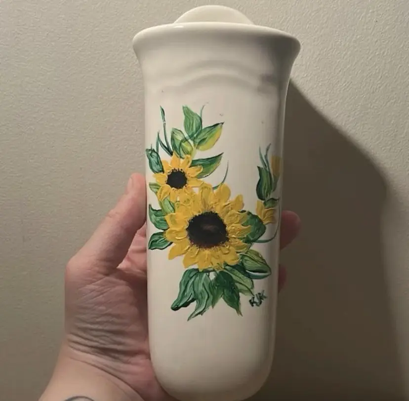 Hand Painted Sunflower Wall Pocket ~signed~