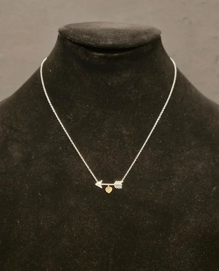 Sterling Silver Arrow And Heart Necklace